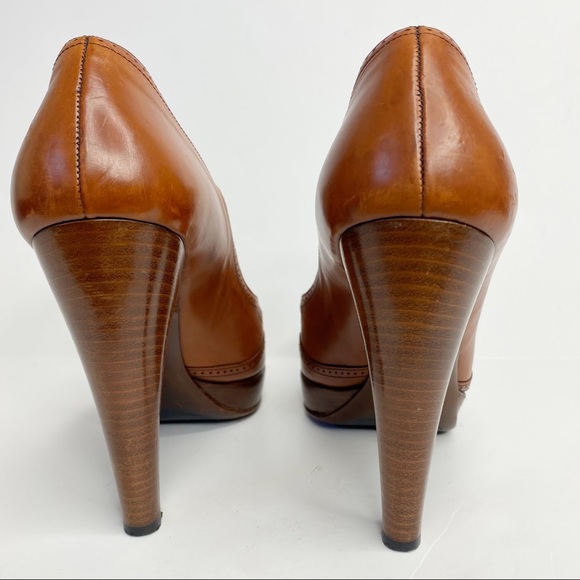 Prada Vintage Cognac Classic Almond Toe Platform - Picture 9 of 12